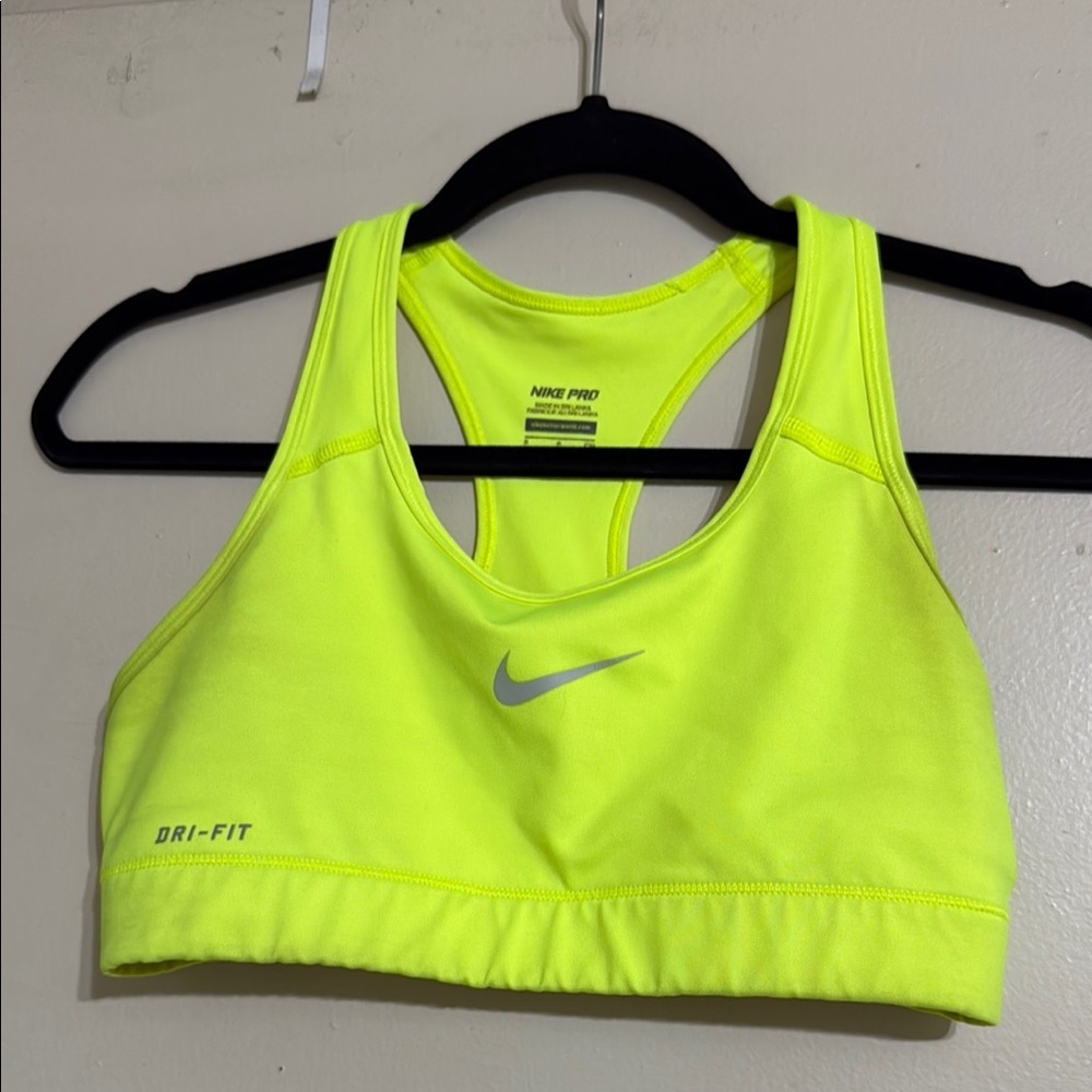 Nike Yellow Sports Bra with Dri-FIT Technology